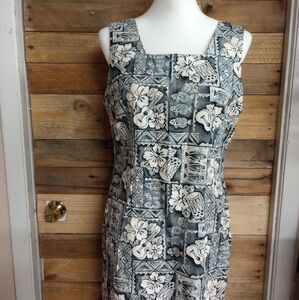 Vintage M.D FASHION Cotton Hawaiian Tank Dress Made In Hawaii Size Large